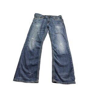 Silver Jeans Co Grayson Mens Straight Leg Size 34/30 Distressed